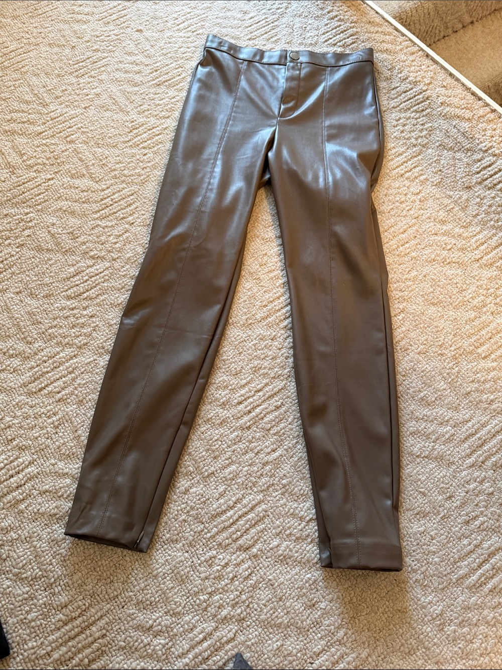 Women’s Faux Leather Leggings - Brown